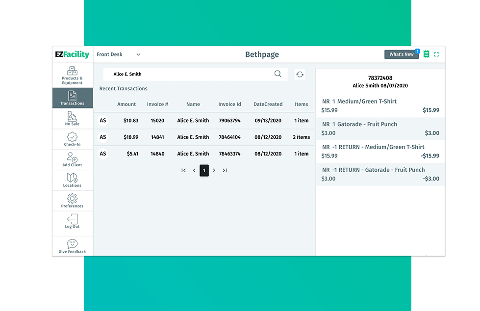 Purchase Tracking from EZFacility